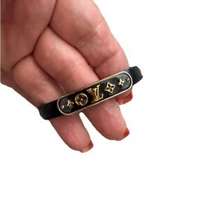 Louis Vuitton Leather Bracelet in Black and Gold